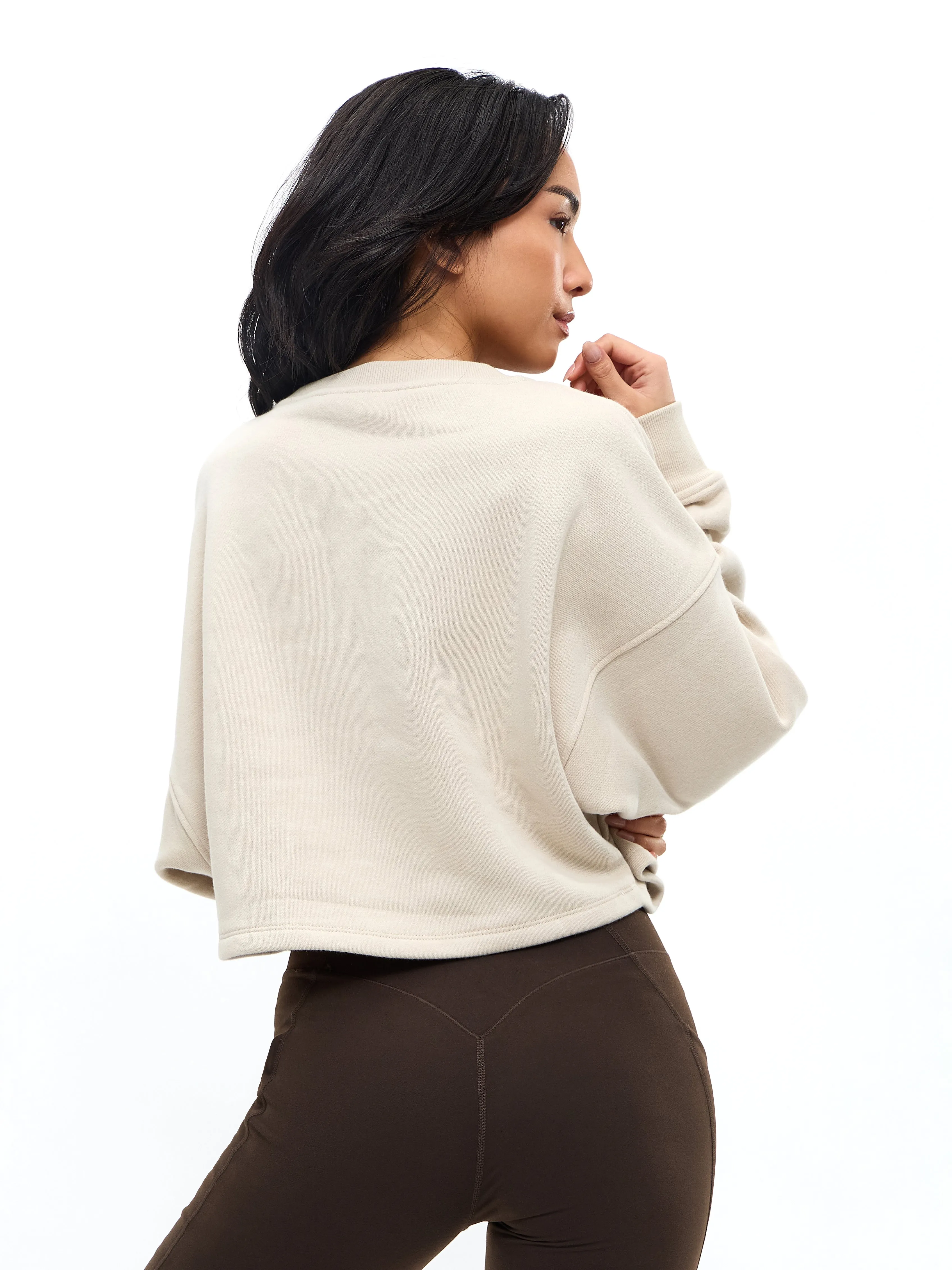 Moves Fleece Crop Pullover - Bone