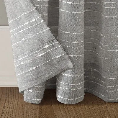New - 95"x52" Textured Slub Stripe AntiDust Curtain Panel Gray - Clean Window