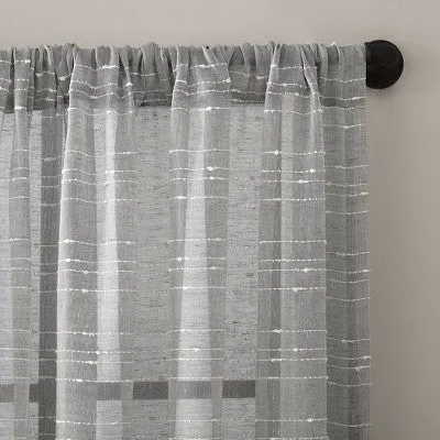New - 95"x52" Textured Slub Stripe AntiDust Curtain Panel Gray - Clean Window