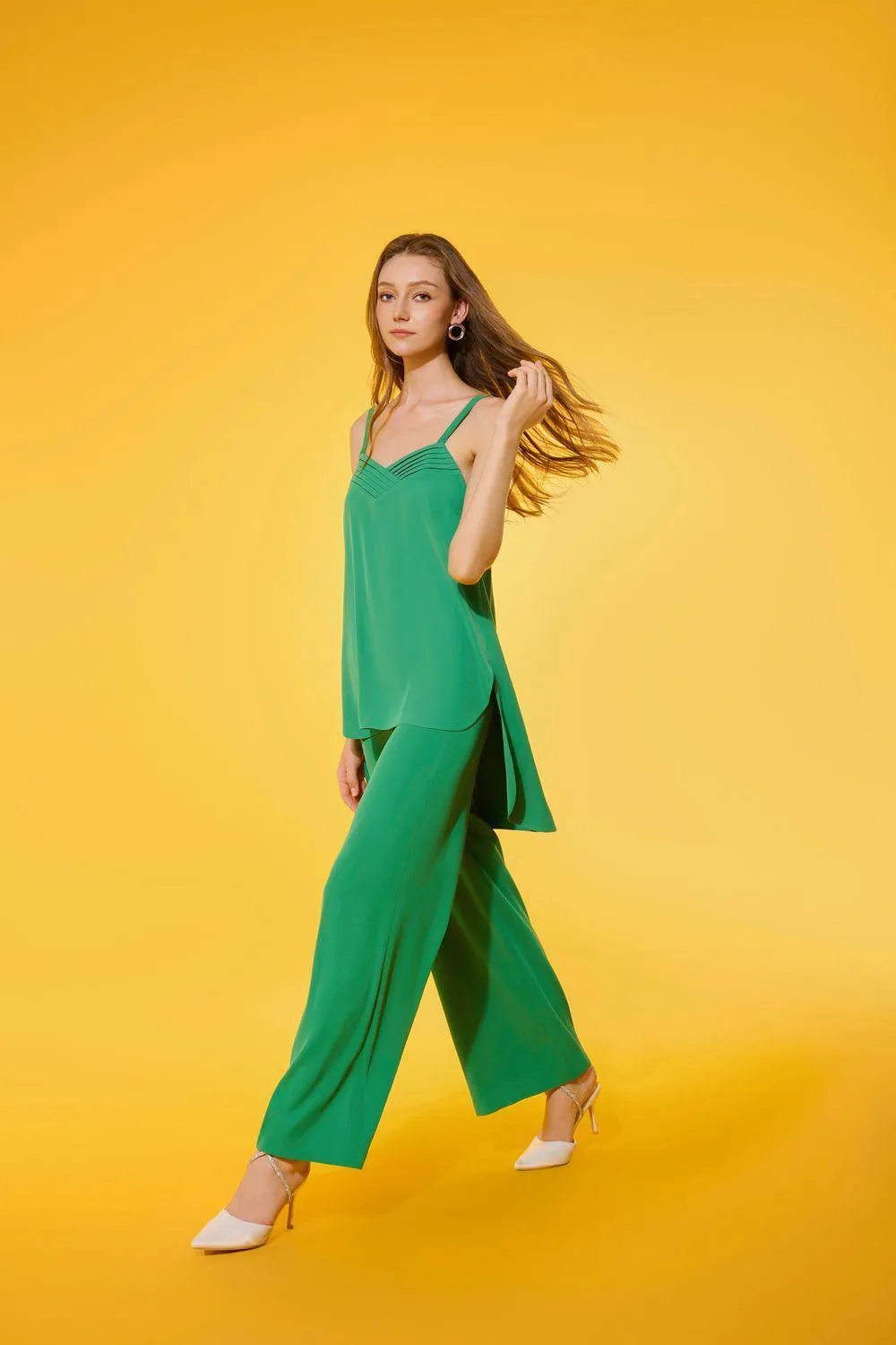 Olia Asymmetric Camisole Crepe Top
