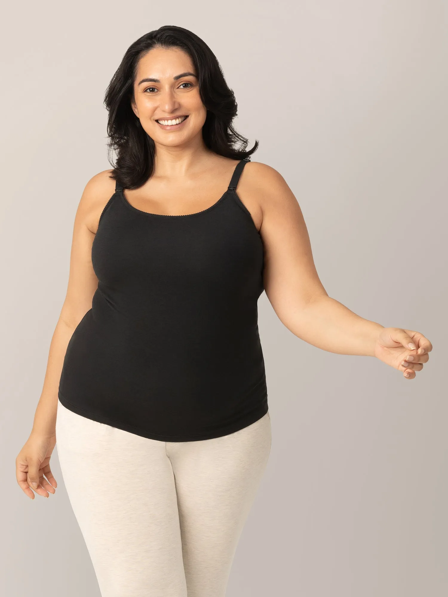 Picot Trim Nursing Camisole | Black