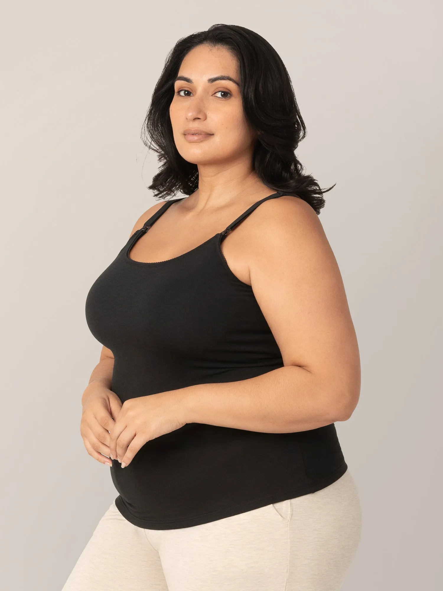 Picot Trim Nursing Camisole | Black