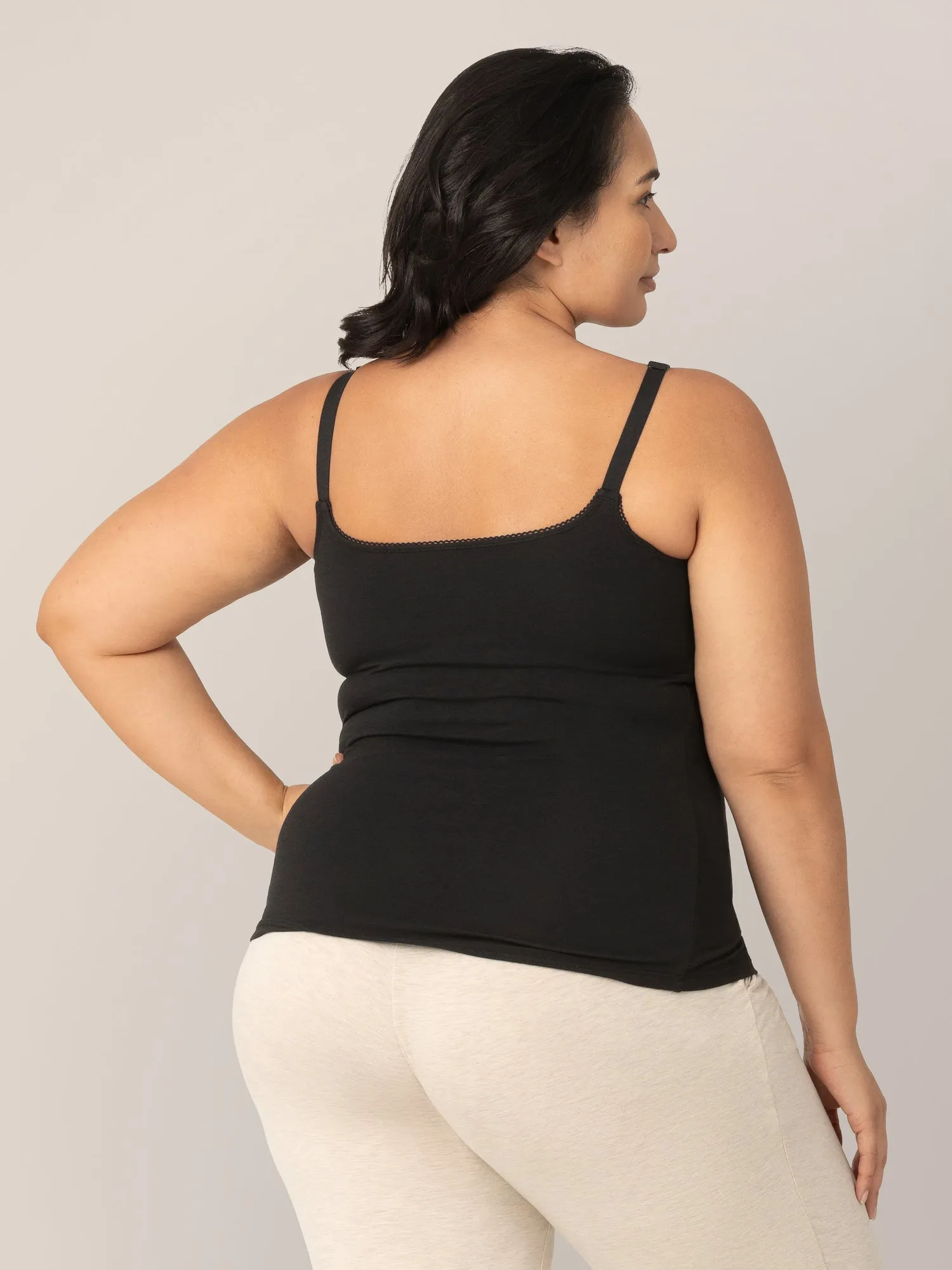 Picot Trim Nursing Camisole | Black