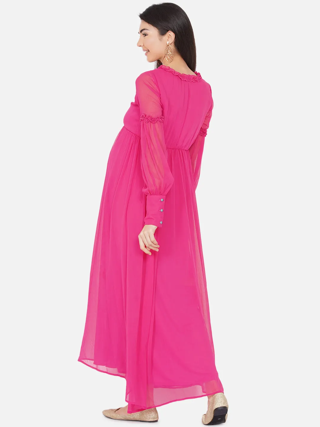 Pink Maxi Maternity Baby Shower Dress