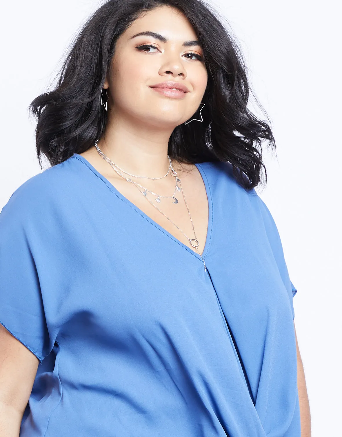 Plus Size Wrap Me Up Chiffon Twist Front Top