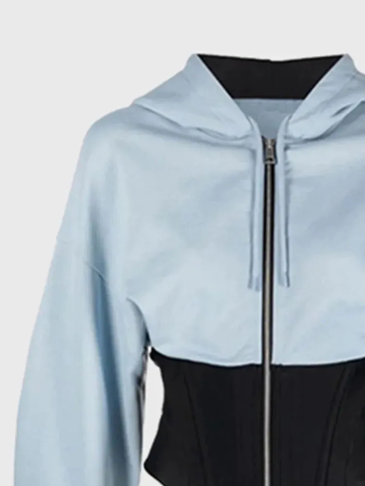 Pre Order:  Hooded Corseted Waist Cropped Jacket