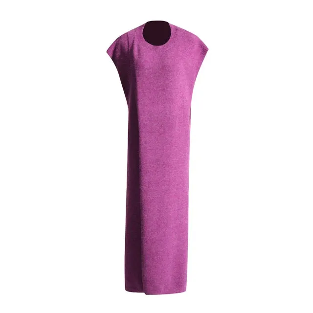 Pre Order:  Solid Round Neck Knitted  Top   High Waisted Straight Leg Pants
