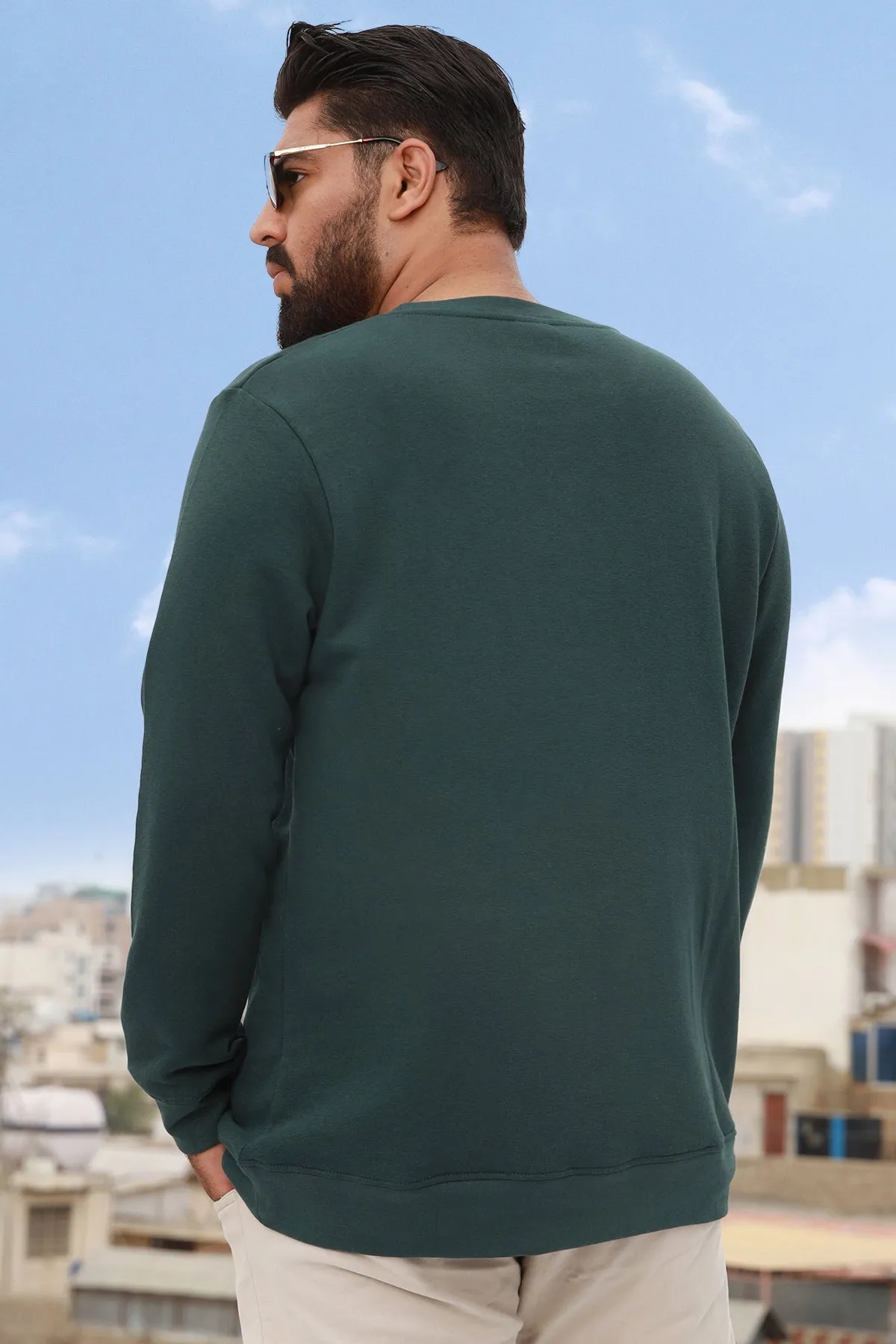 Rare Embroidered Green Sweatshirt (Plus Size) - W22 - MSW062P