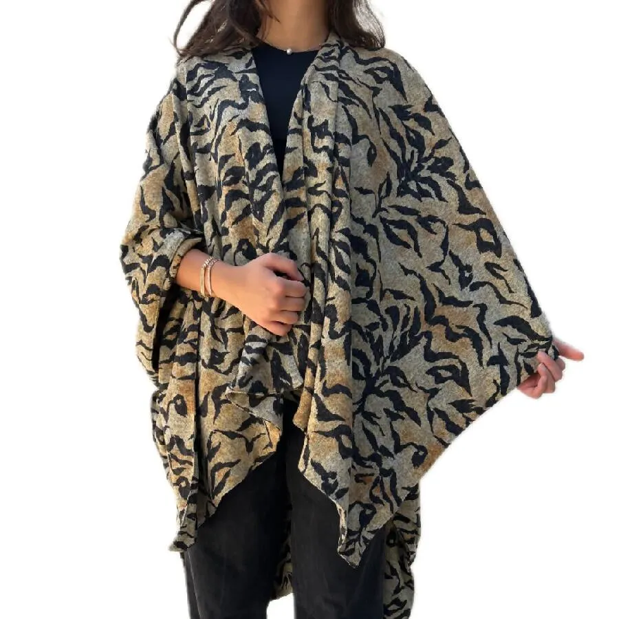 Rita Raphael Double Face Long Poncho Leopard
