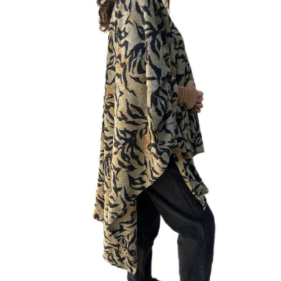 Rita Raphael Double Face Long Poncho Leopard