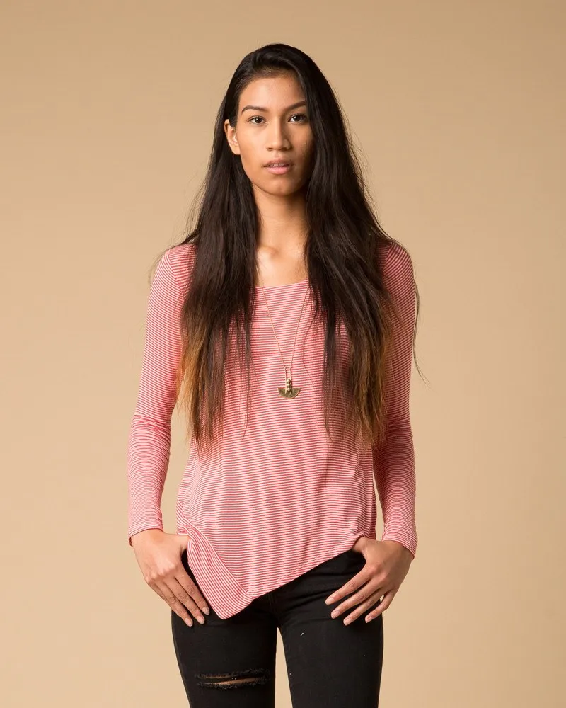Splendid Winward Stripe Surplice Top | Fiery Red