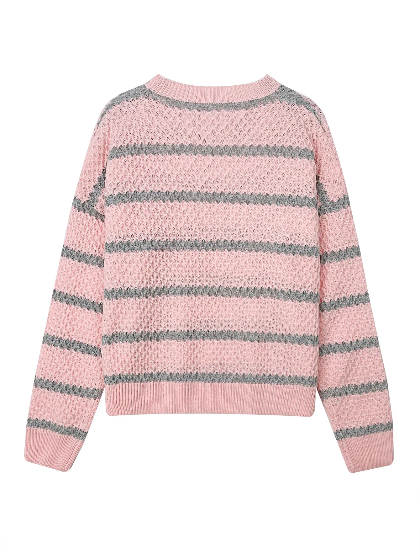 Stripped Waffle Knit Textured Pullover Sweaters – Regular Fit