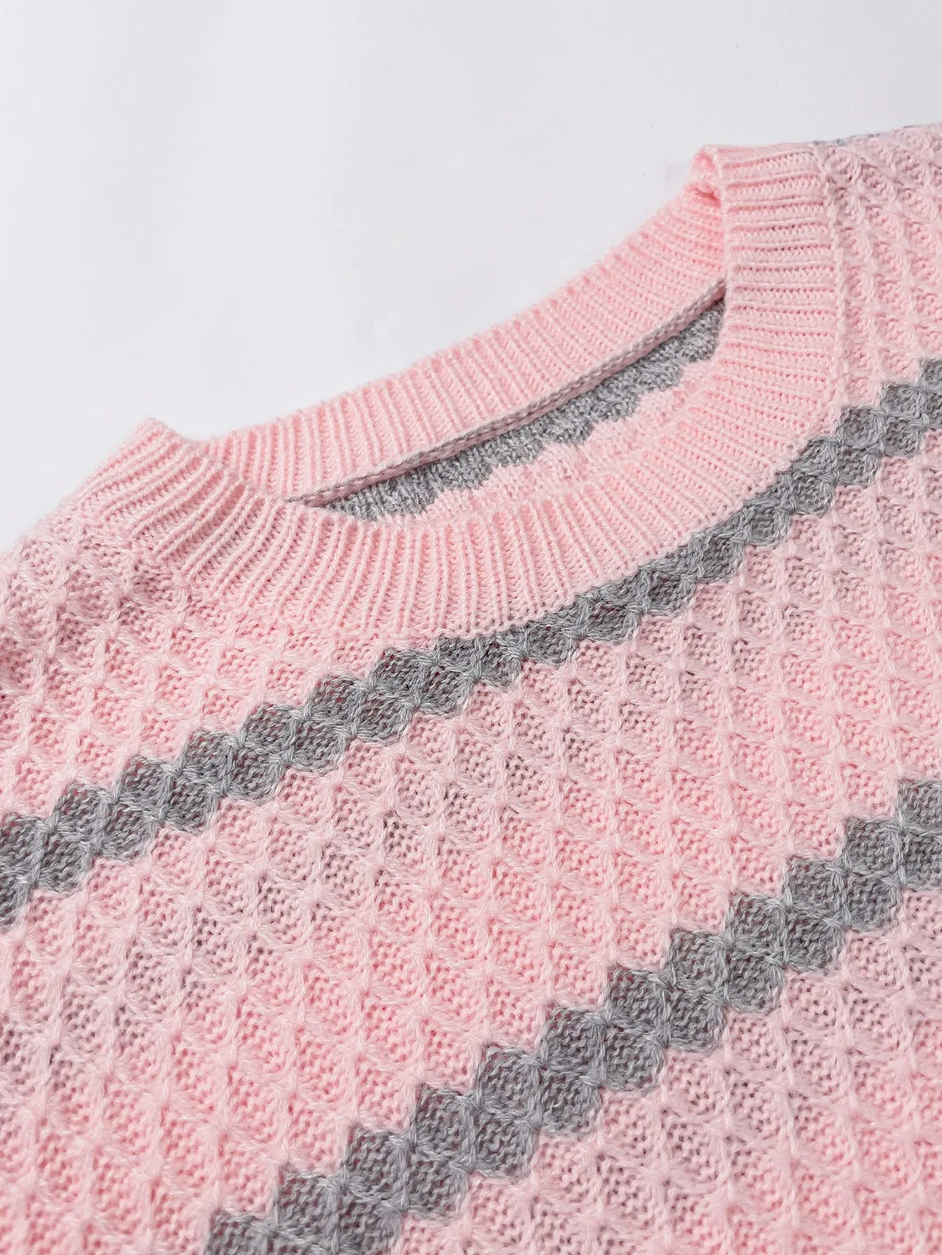 Stripped Waffle Knit Textured Pullover Sweaters – Regular Fit