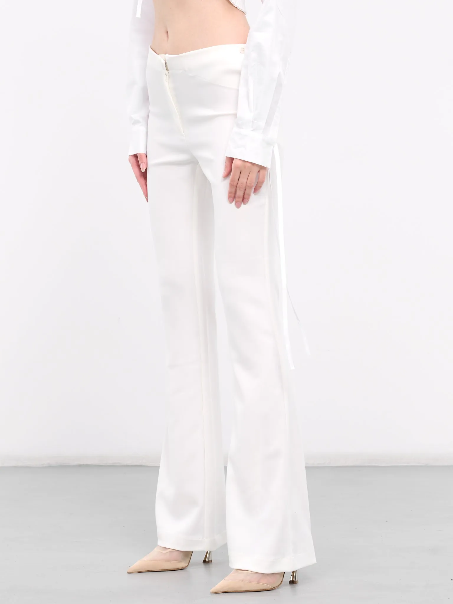 Technical Silk Flare Pants (PA058934730474-IVORY)