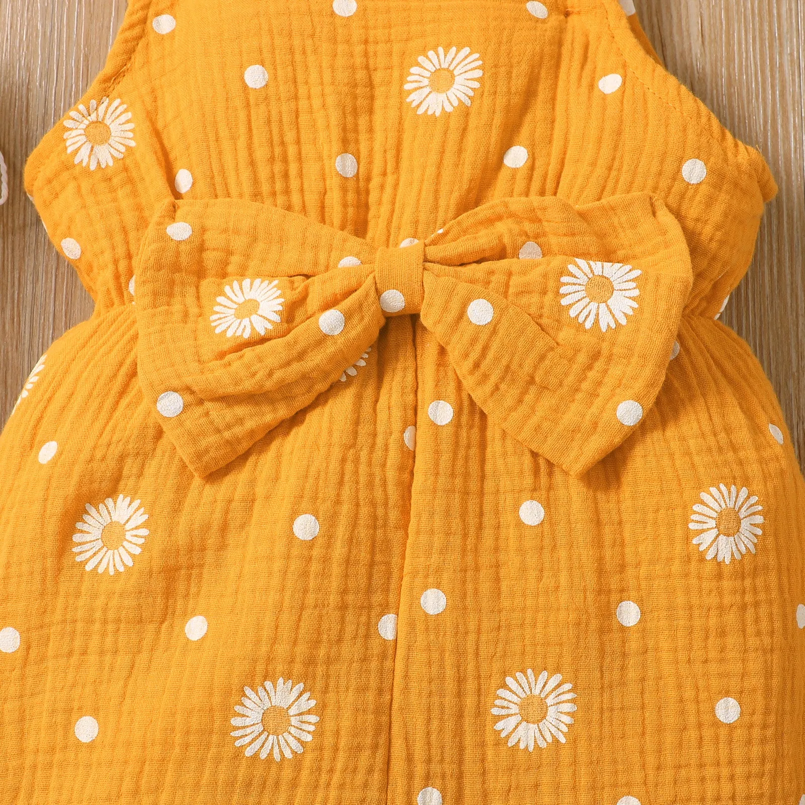 Toddler Girl 100% Cotton Floral Print Bowknot Design Sleeveless Jumpsuit