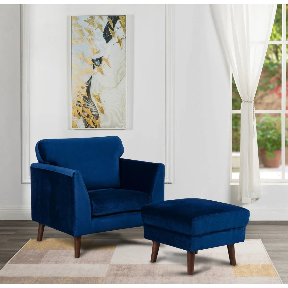 Tolley Collection Blue Velvet Fabric Chair