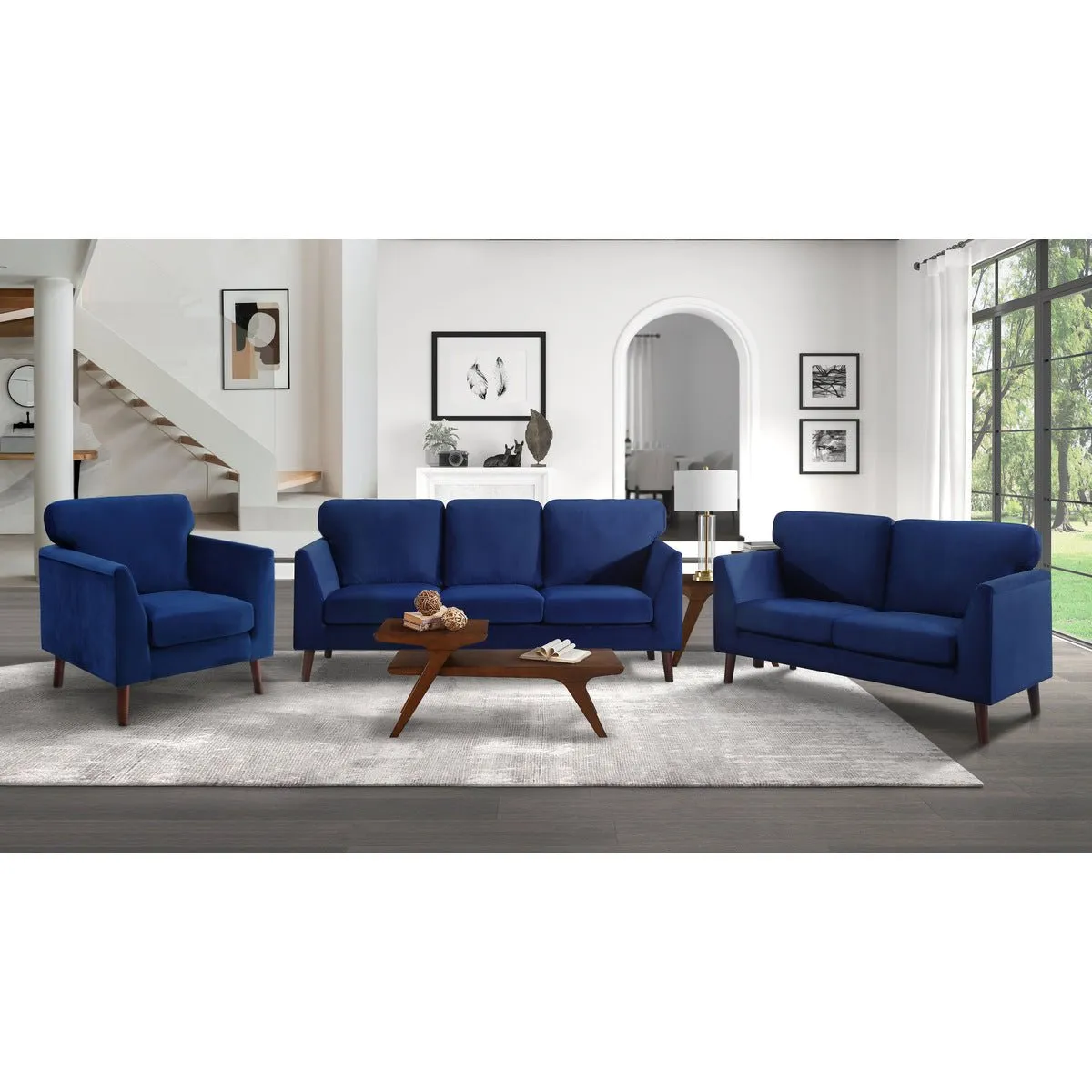 Tolley Collection Blue Velvet Fabric Chair