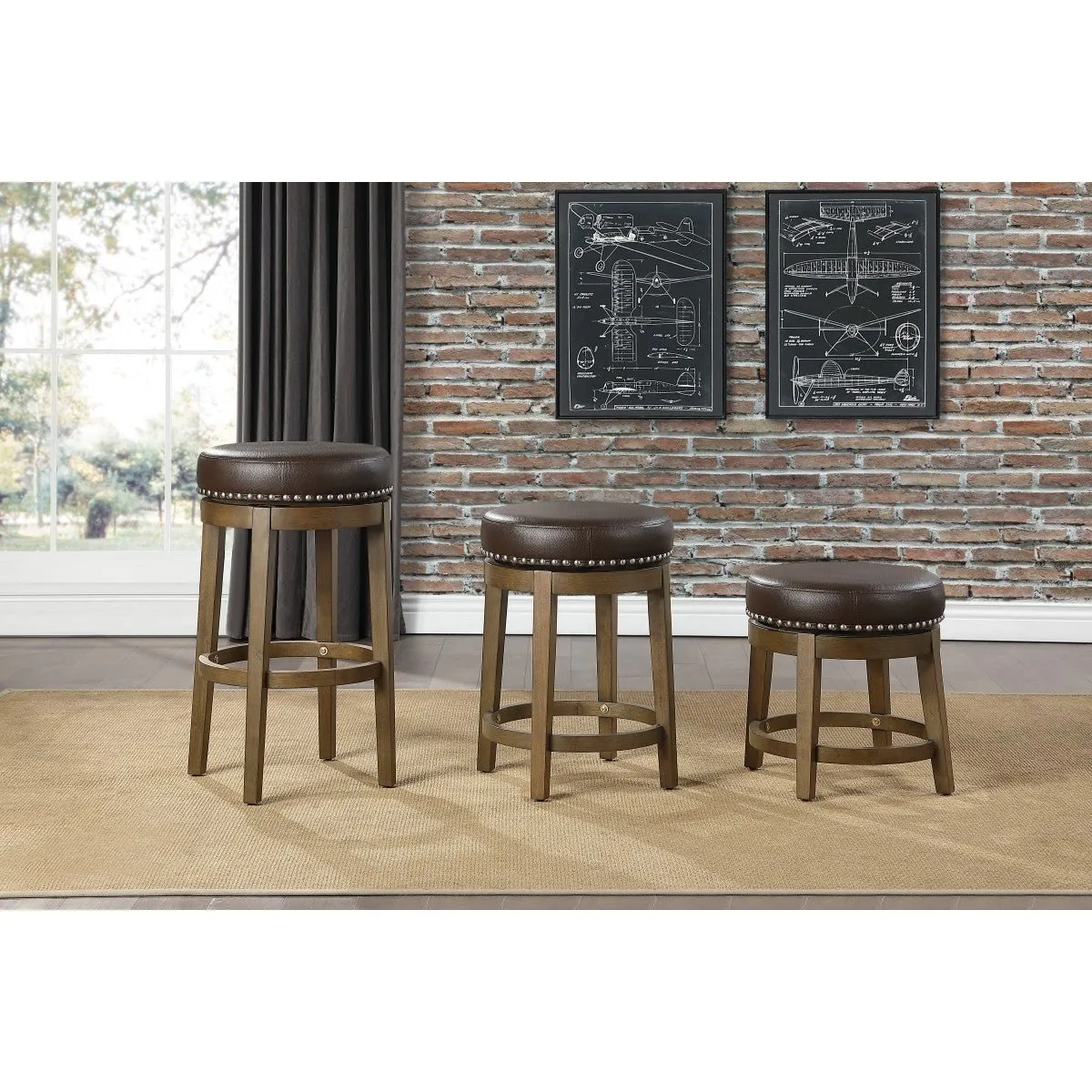 Westby Medium Round Swivel Counter Height Stool, Brown - Set of 2