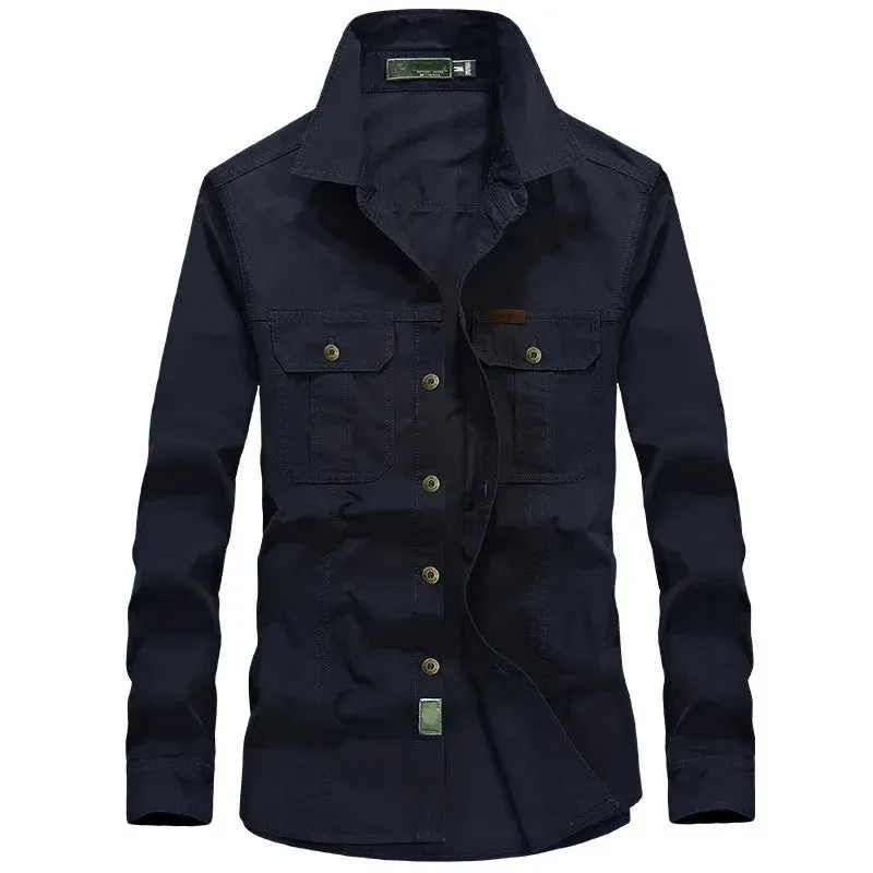 Wiaofellas  -  Brand Army  Shirt Men Breathable Long Sleeve Mens Shirts cotton Dress Shirt Camisa masculina Plus Size M-6XL