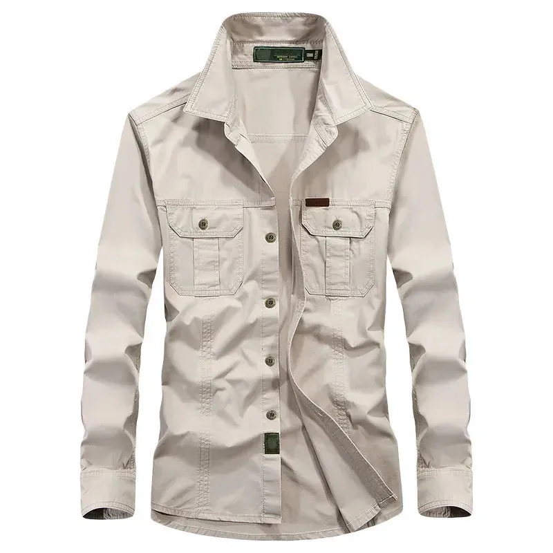 Wiaofellas  -  Brand Army  Shirt Men Breathable Long Sleeve Mens Shirts cotton Dress Shirt Camisa masculina Plus Size M-6XL
