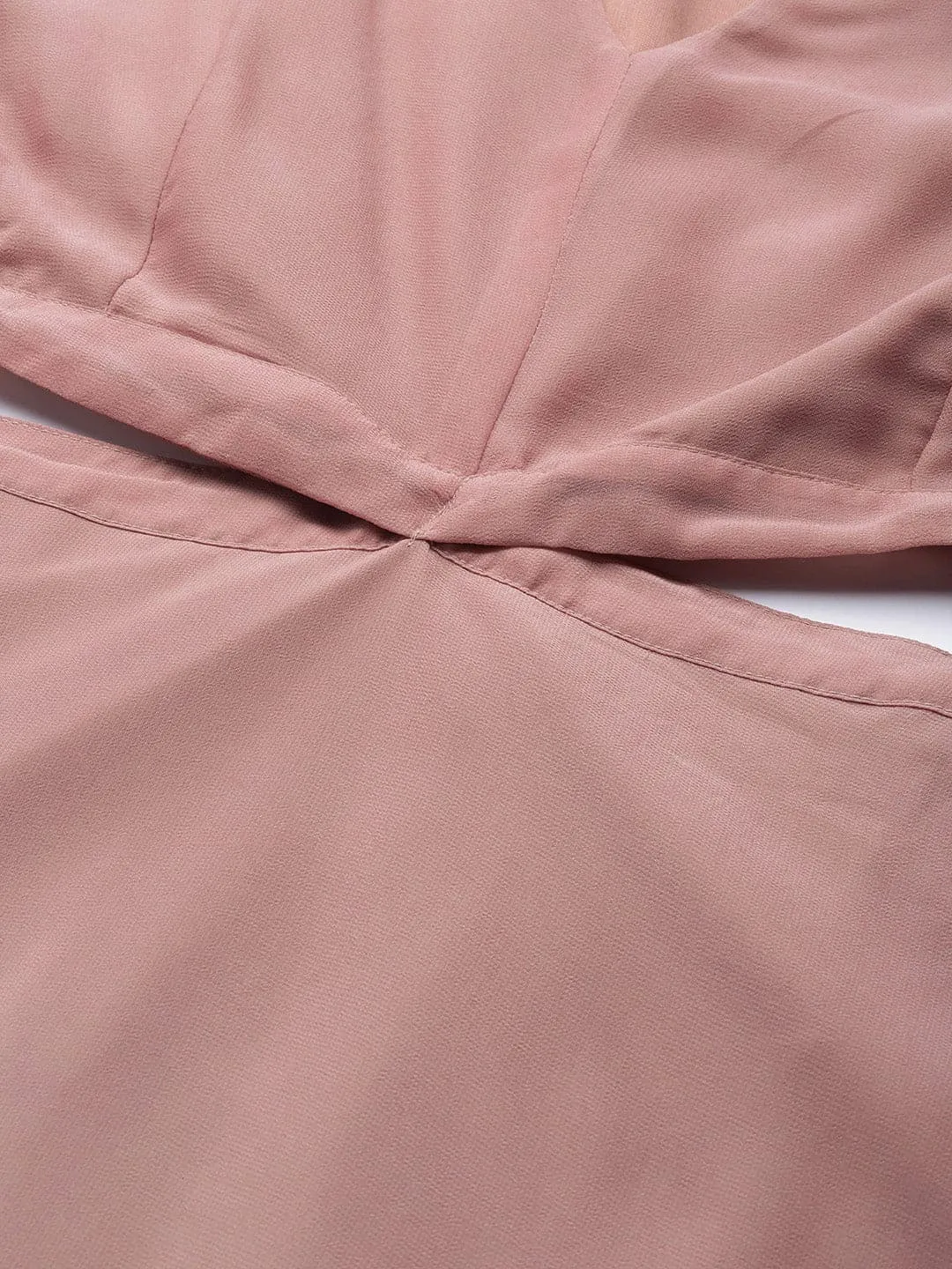 Women Pink Cut-Out Waist V-Neck Maxi Dress