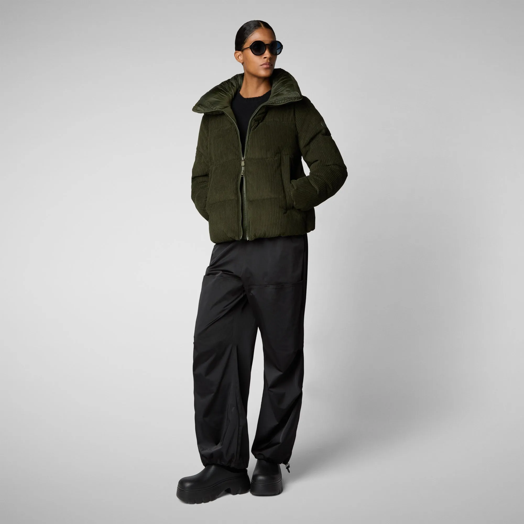 Women's Animal free Puffer Jacket Annika in LAND GREEN