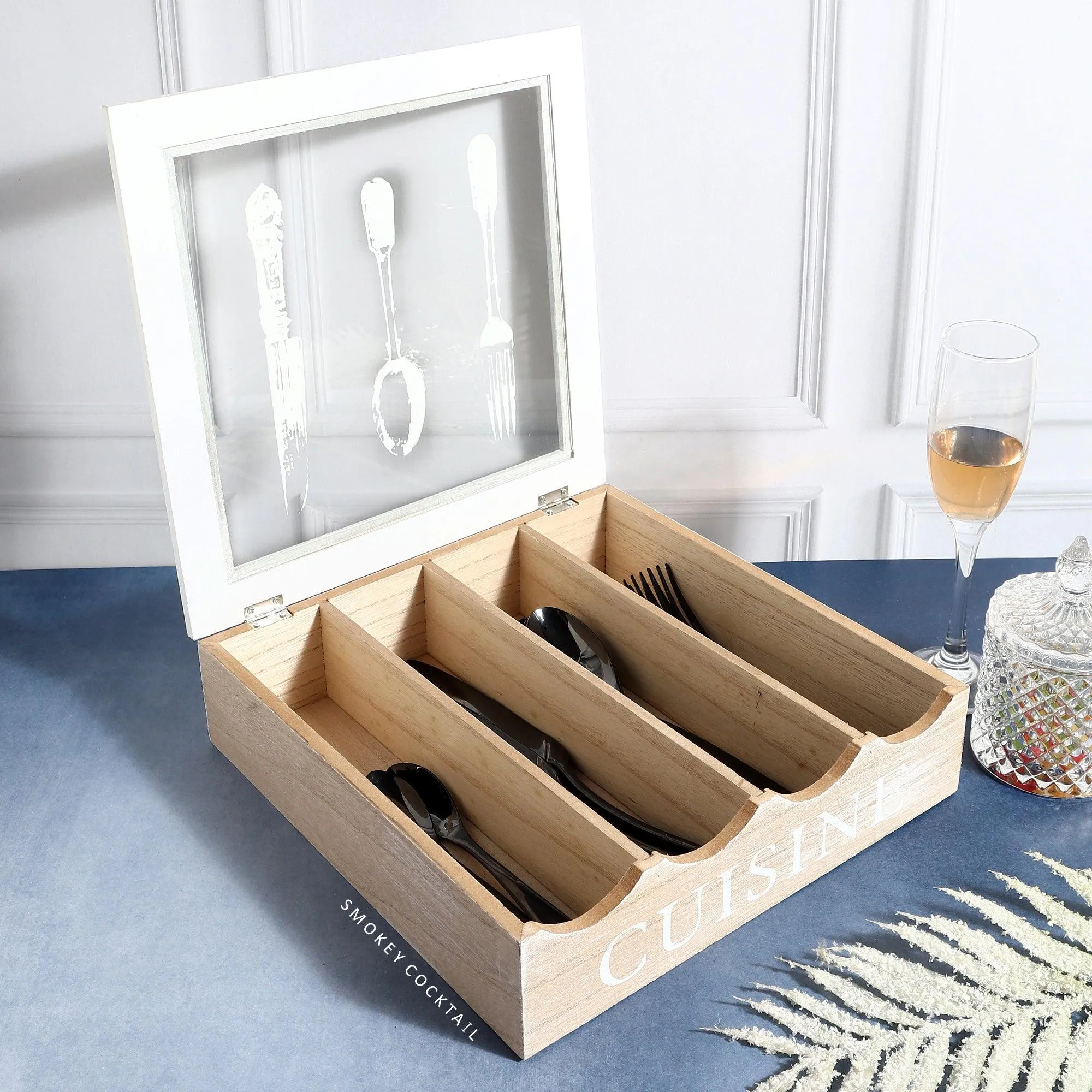Wooden Cutlery Storage Box