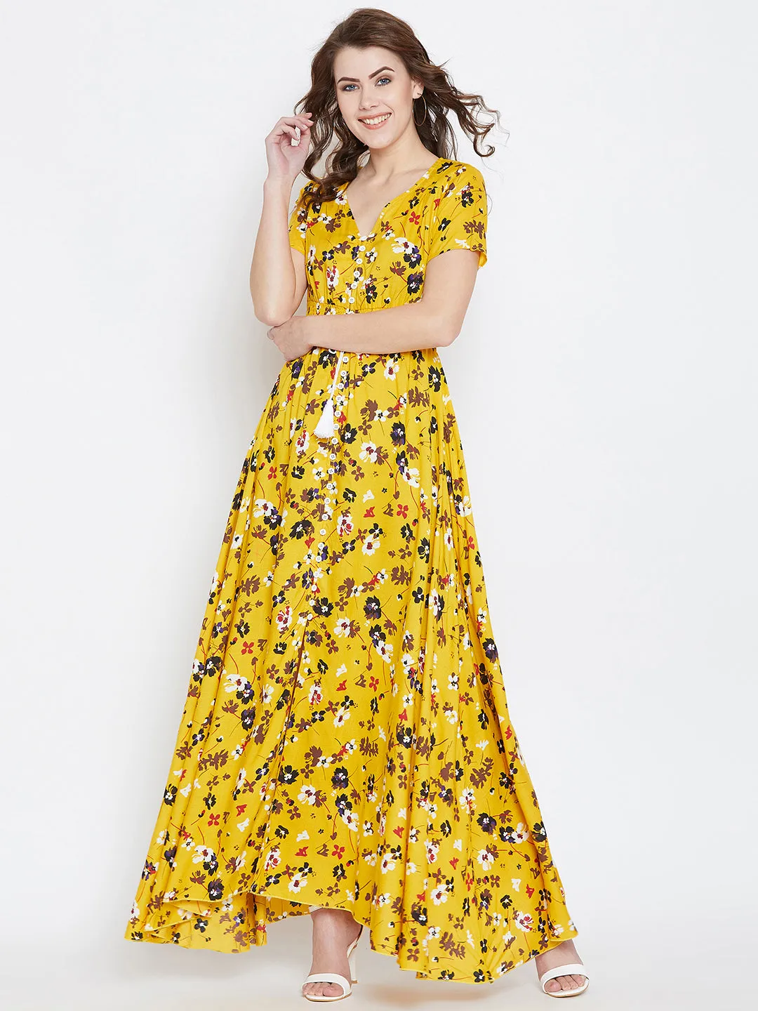 Yellow & White Maxi Dress
