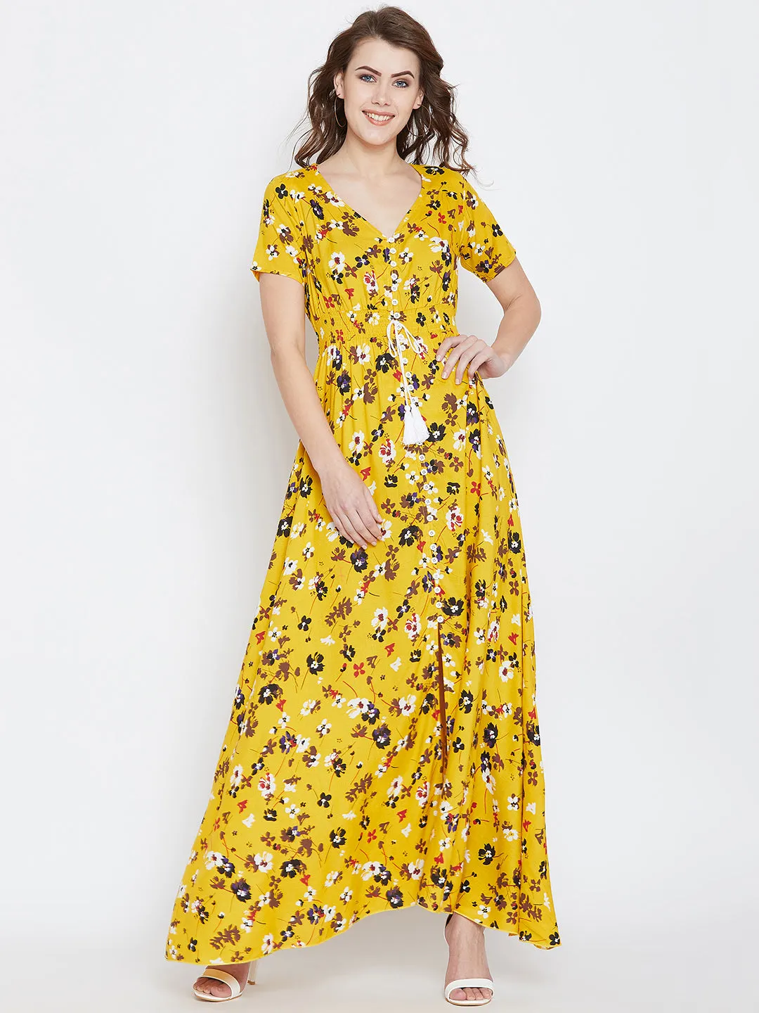 Yellow & White Maxi Dress