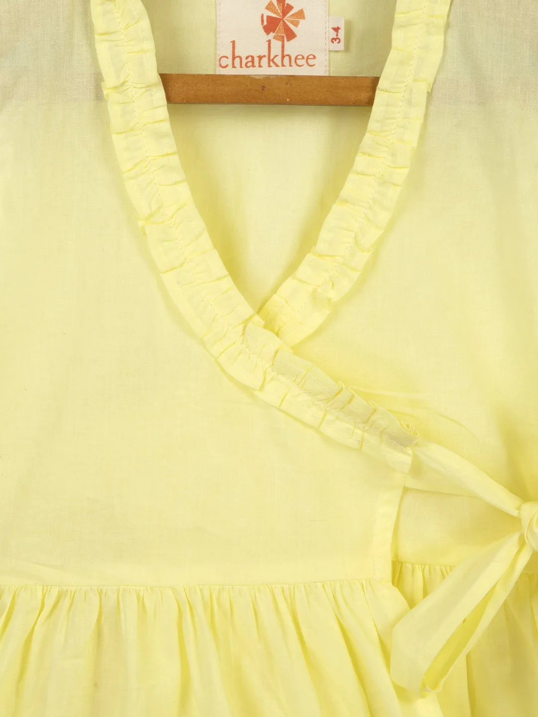 Yellow Ruffled Wrap Frock