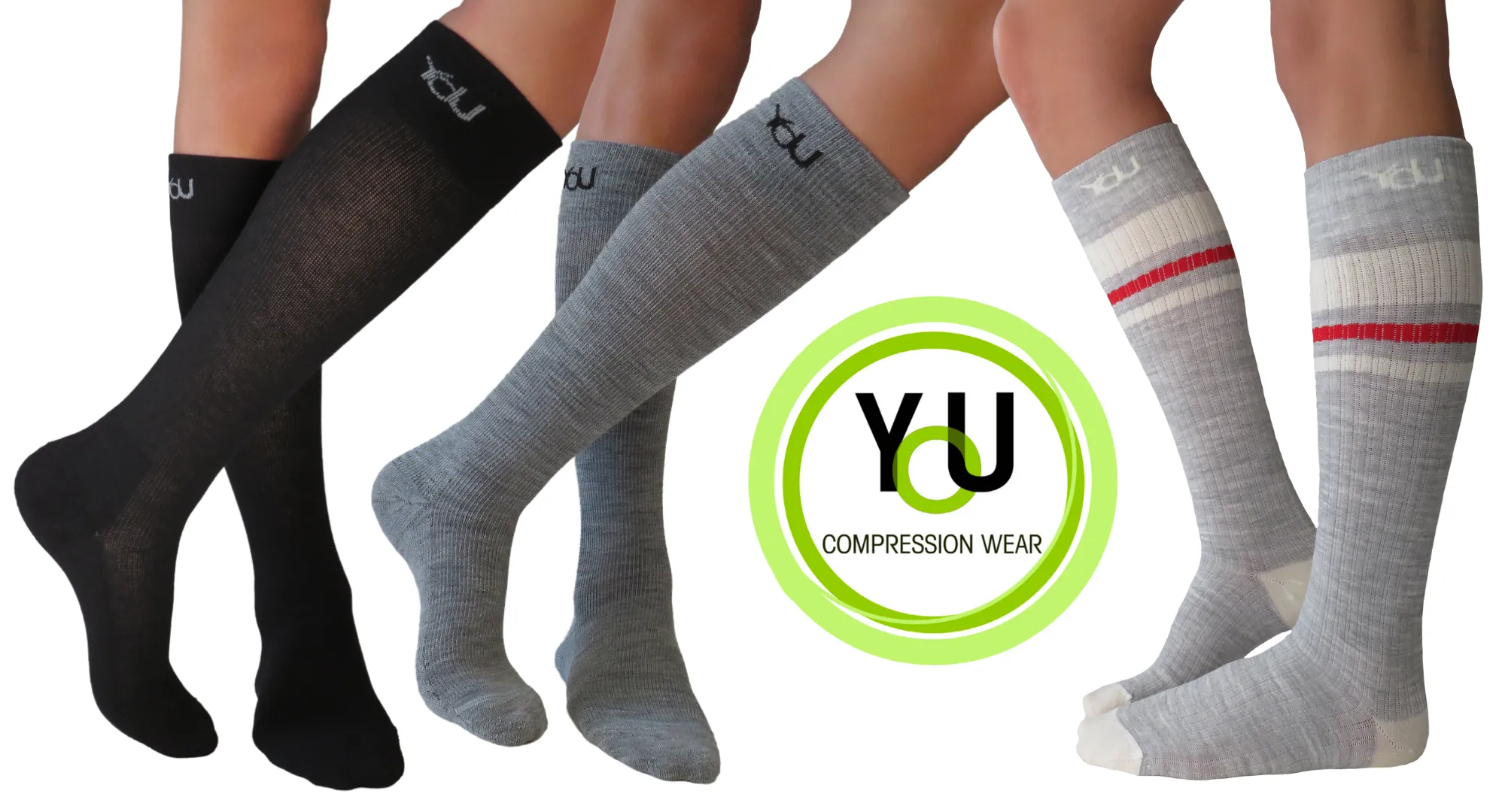 YoU Compression® 3 Pairs Merino Wool Knee High 20-30 mmHg